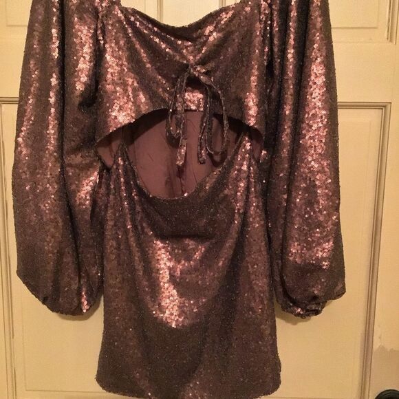 Kat Long Sleeve Bodycon Mini Dress in Chocolate Sequin - Showpo Bodycon Dresses - Picture 7 of 12